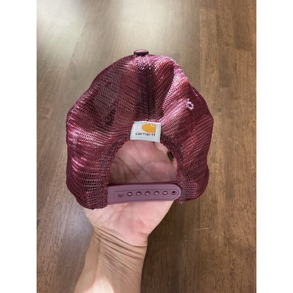 Carhartt Mesh Back Trucker Hat Burgundy Snapback Cap One Size Cotton SP22 - Picture 4 of 8